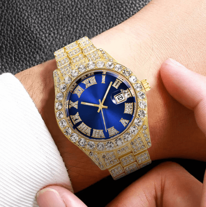 Montre À Chiffres Romains "Fully Iced Out