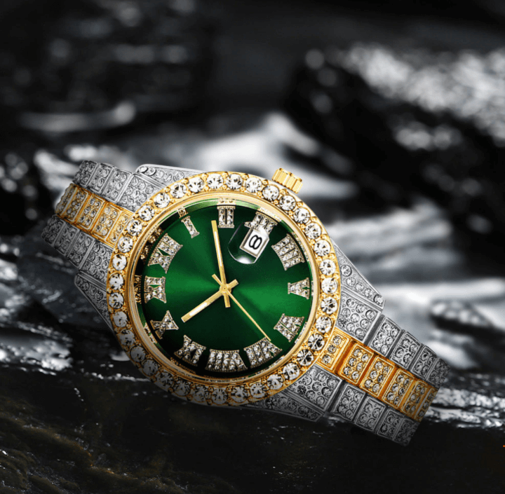Montre À Chiffres Romains "Fully Iced Out