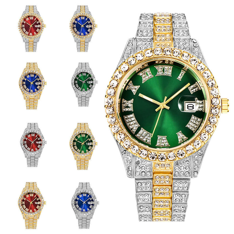 Montre À Chiffres Romains "Fully Iced Out