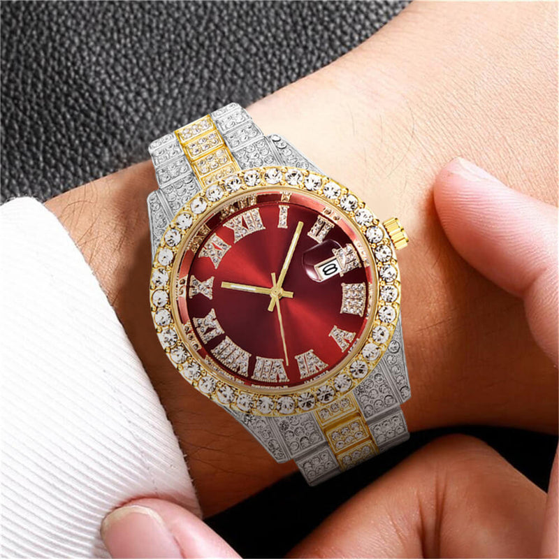 Montre À Chiffres Romains "Fully Iced Out