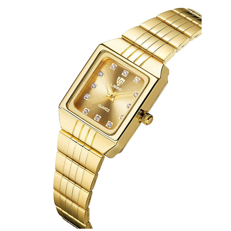 Montre-Bracelet Carrée En Or De Luxe