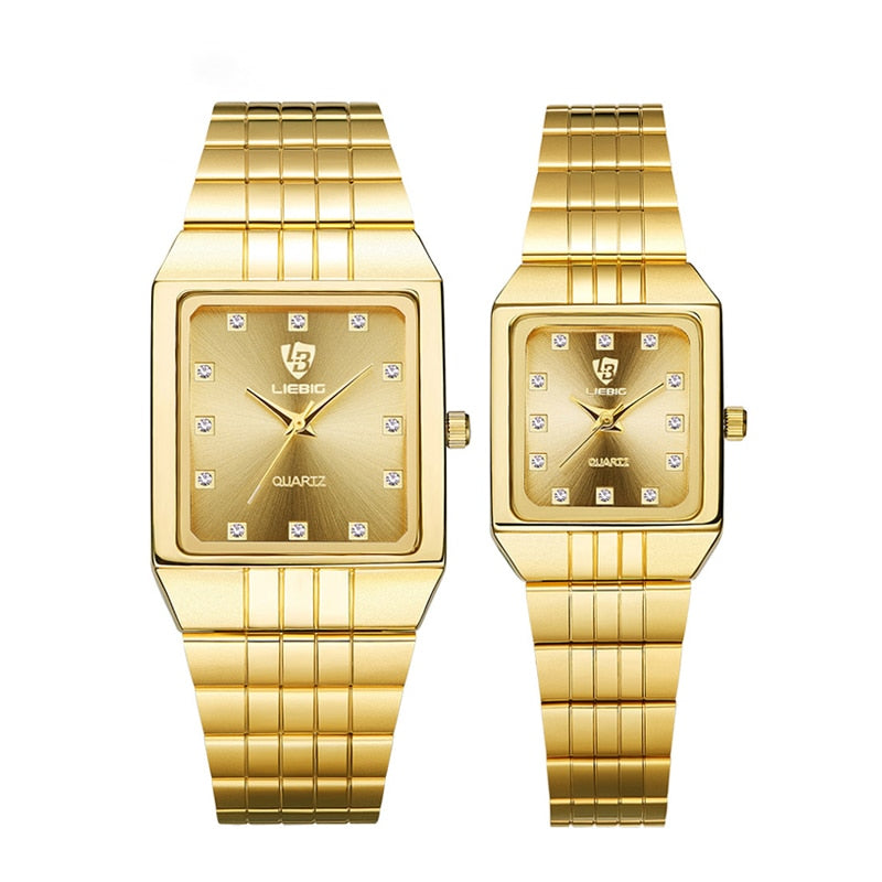 Montre-Bracelet Carrée En Or De Luxe