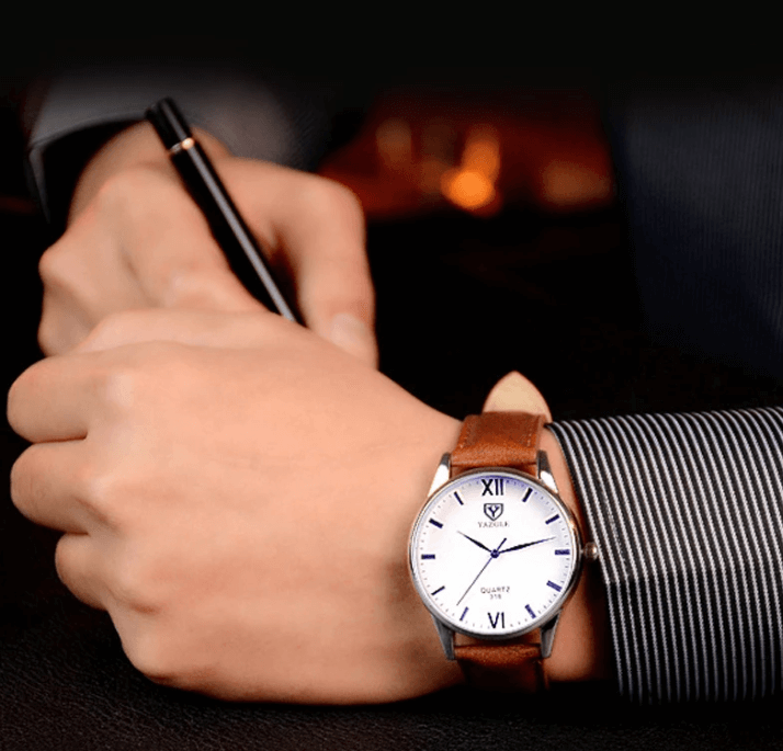 Montre-Bracelet En Cuir Pour Hommes