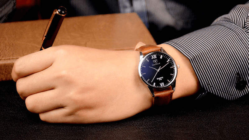 Montre-Bracelet En Cuir Pour Hommes