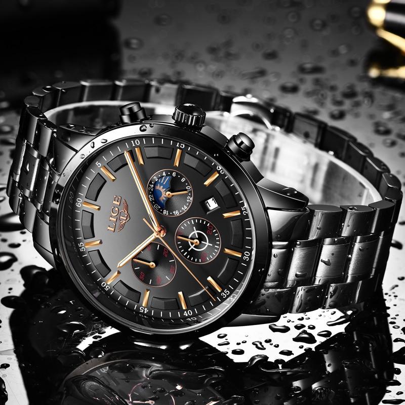Montre-Bracelet Militaire À Bracelet En Acier Noir