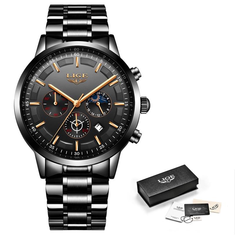 Montre-Bracelet Militaire À Bracelet En Acier Noir