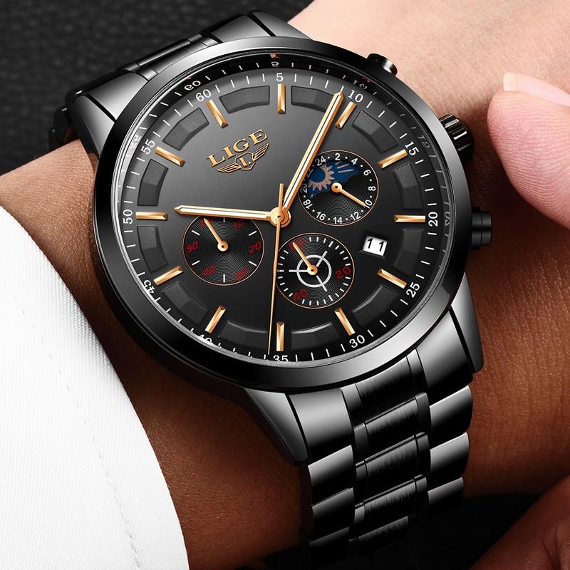 Montre-Bracelet Militaire À Bracelet En Acier Noir