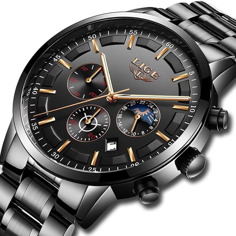 Montre-Bracelet Militaire À Bracelet En Acier Noir