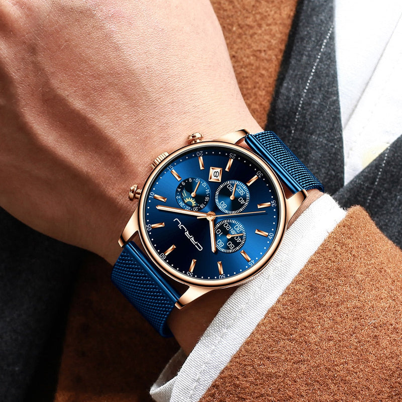 Montre Chronographe À Ceinture En Maille Pour Hommes