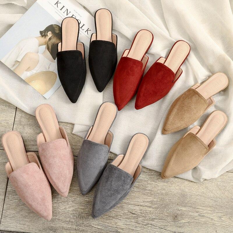 Mule En Daim Pointue Pour Femmes