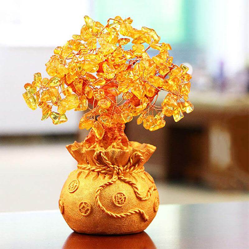 Ornement En Pierre Précieuse Citrine Money Tree
