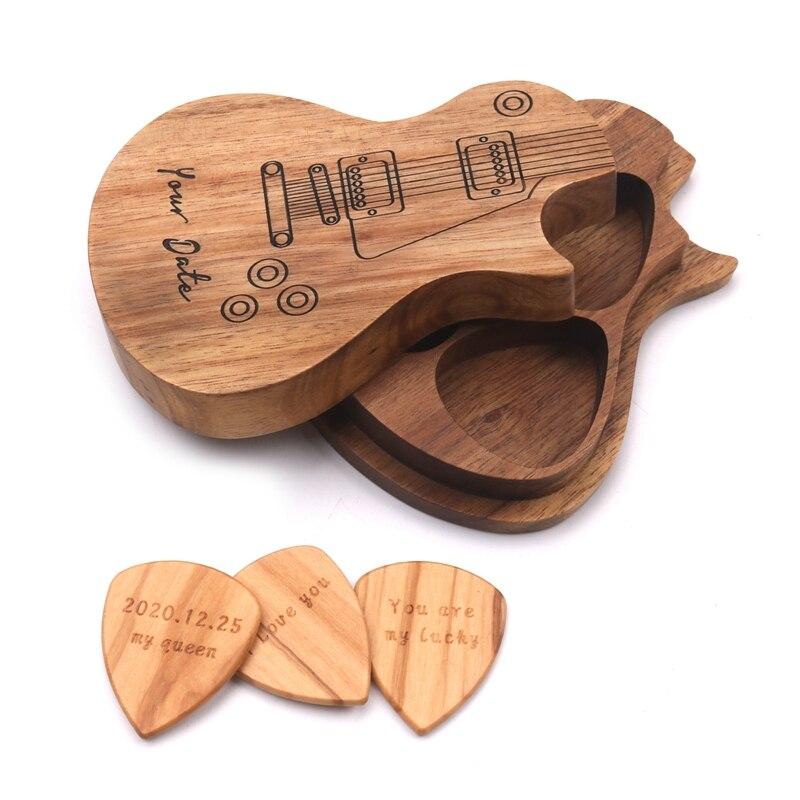 Piques De Guitare En Bois Gravé