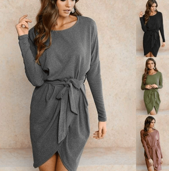Robe Enveloppante À Manches Longues