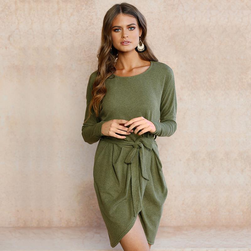Robe Enveloppante À Manches Longues