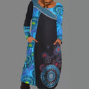 Robe Pull-Over Imprimée Vintage Avec Poches