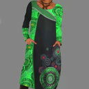 Robe Pull-Over Imprimée Vintage Avec Poches