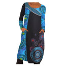 Robe Pull-Over Imprimée Vintage Avec Poches