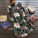 Robe Rétro À Fleurs Et À Manches Longues