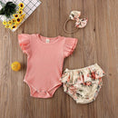 Ruffled Ensemble Short À Fleurs Côtelées