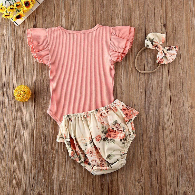 Ruffled Ensemble Short À Fleurs Côtelées