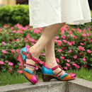 Sandales Rétro Colorées En Cuir