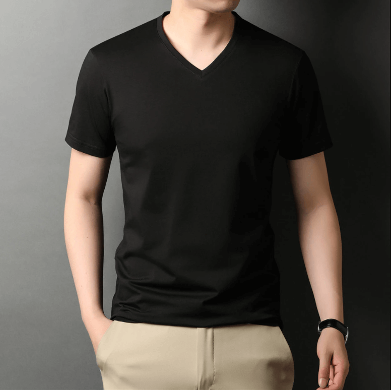 T-Shirt Col En V À Coupe Étroite Pour Hommes