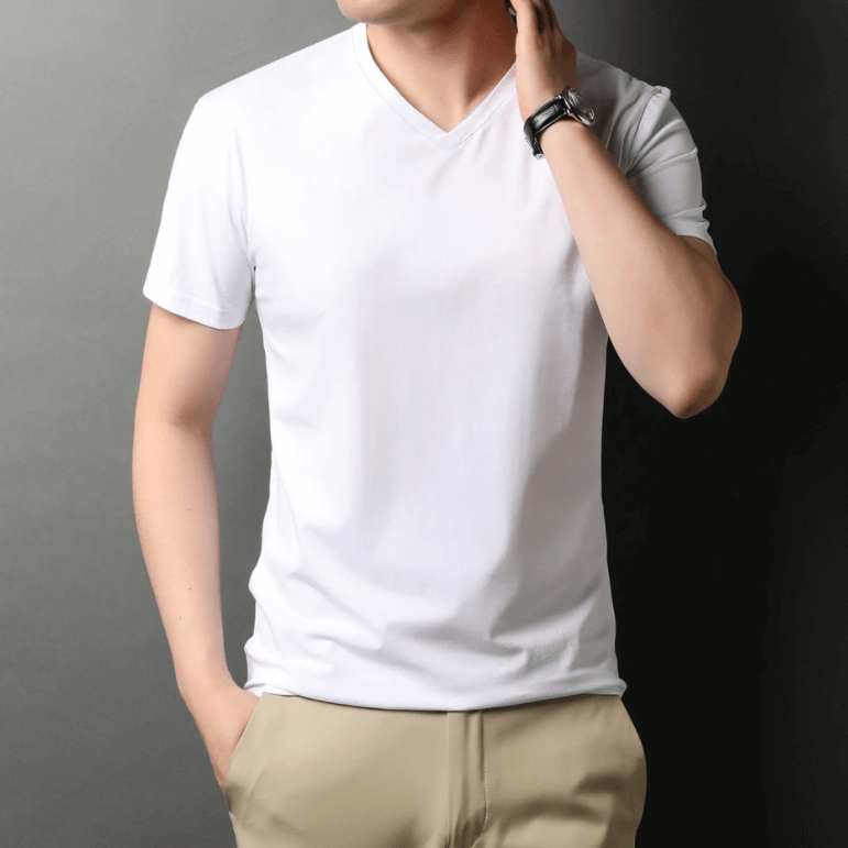 T-Shirt Col En V À Coupe Étroite Pour Hommes