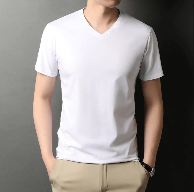 T-Shirt Col En V À Coupe Étroite Pour Hommes