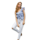 Chemisier Asymétrique À Volants Et À Rayures